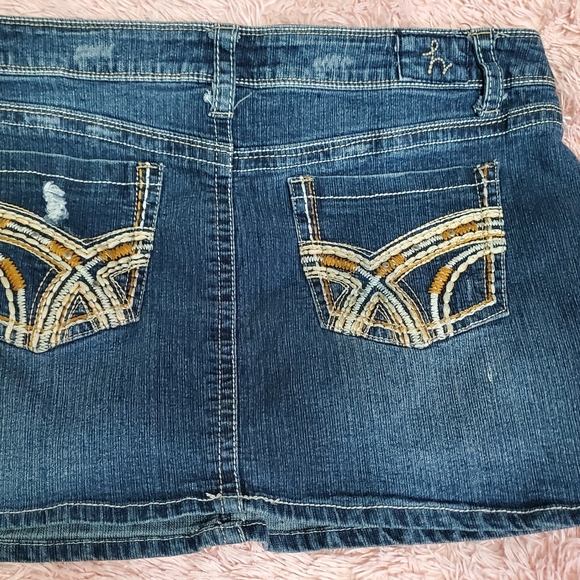 Hydraulic Denim Mini Skirt Size 13/14 - Picture 2 of 4